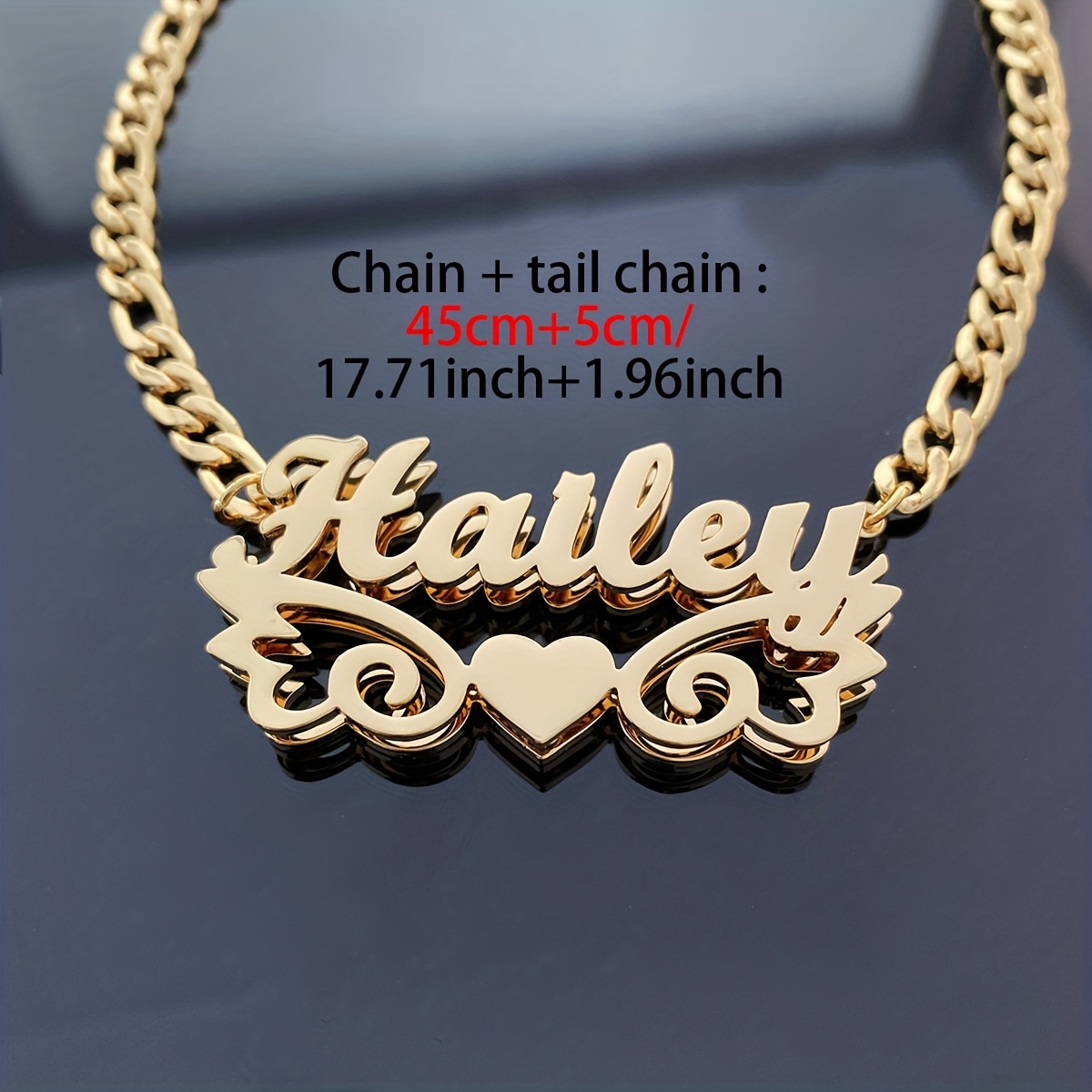 Personalized 18K Plated Wing Heart Name Necklace — Custom Gift